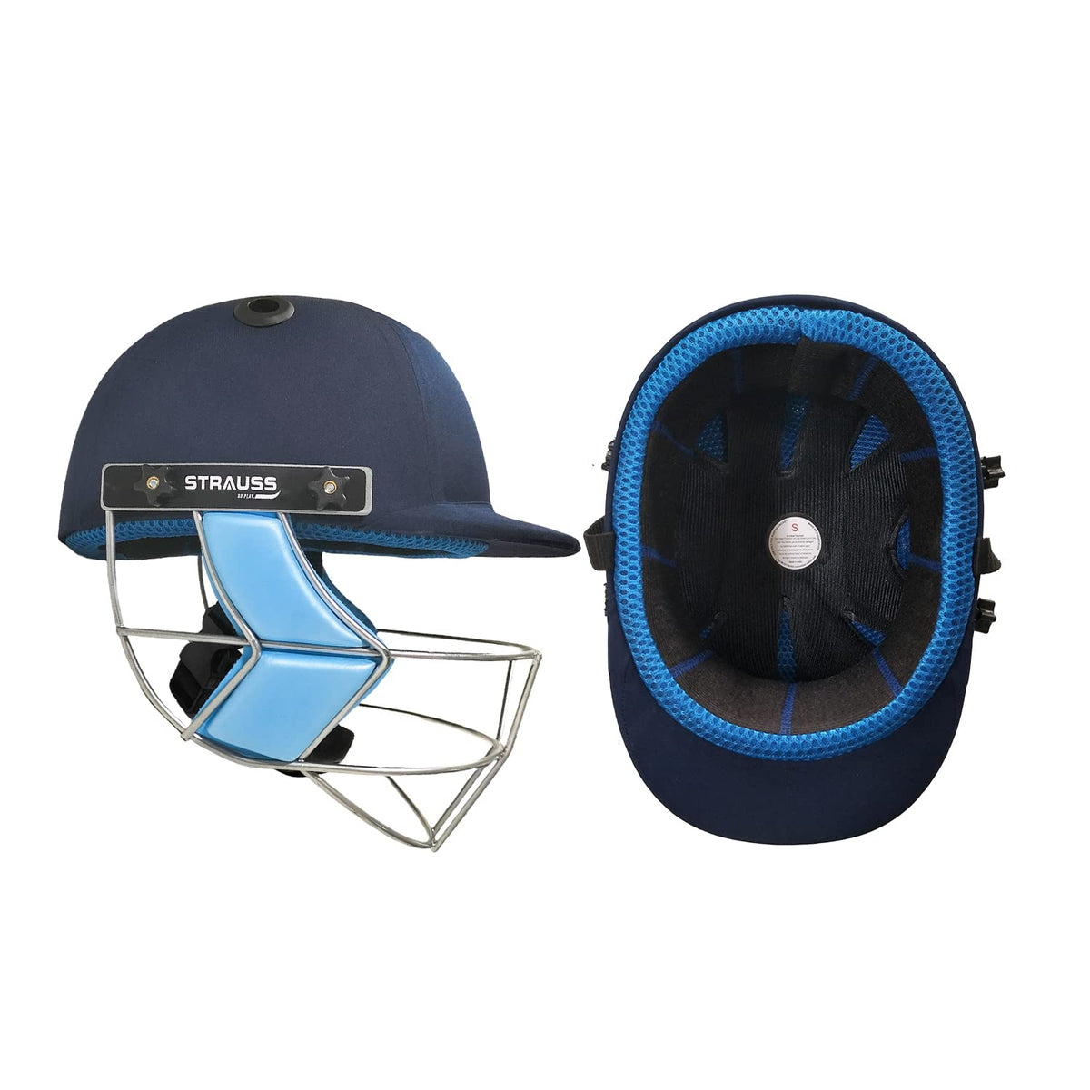 Strauss Cricket Helmet | Steel Grill | Edition: Supreme | Size: Small | Age: 12-15yrs | Color: Blue | for Boys, Girls | Lightweight | Advance Protection | Leather Ball Cricket Helmet