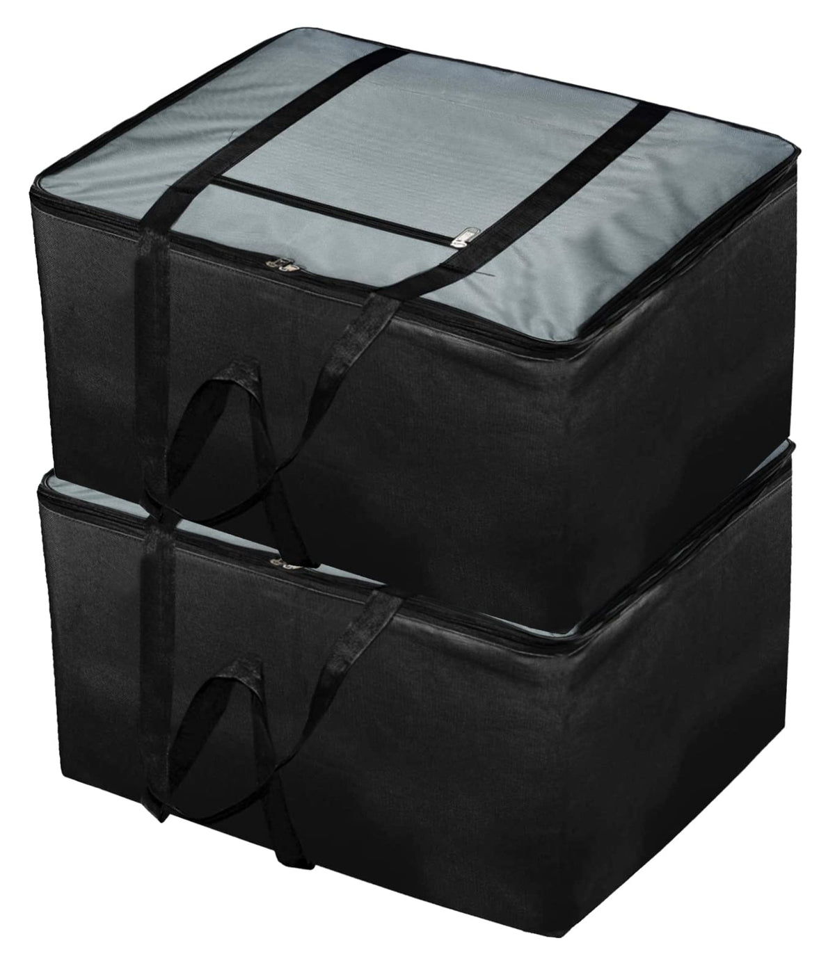 Kuber Industries Moisture Proof Multipurpose Storage Bag For Books, Magazine, Blankets, Clothes With Zipper & Handle- Pack of 2 (Black & Grey)-HS43KUBMART26631