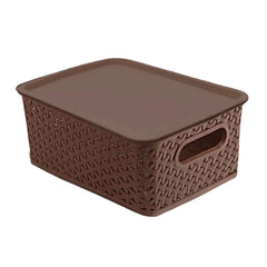 Heart Home Plastic 2 Pieces Small Size Multipurpose Solitaire Storage Basket with Lid (Multi) -CTLTC10895 CTHH12368,standard