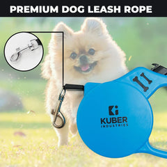Kuber Industries Retractable Dog Leash|One Button Break with Safety Lock|Automatic & Non-Slip Handle|Pet Training & Walking Accessory|Blue