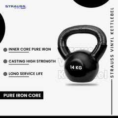 Strauss Premium Vinyl Kettlebell Weight for Men Women 14 Kg