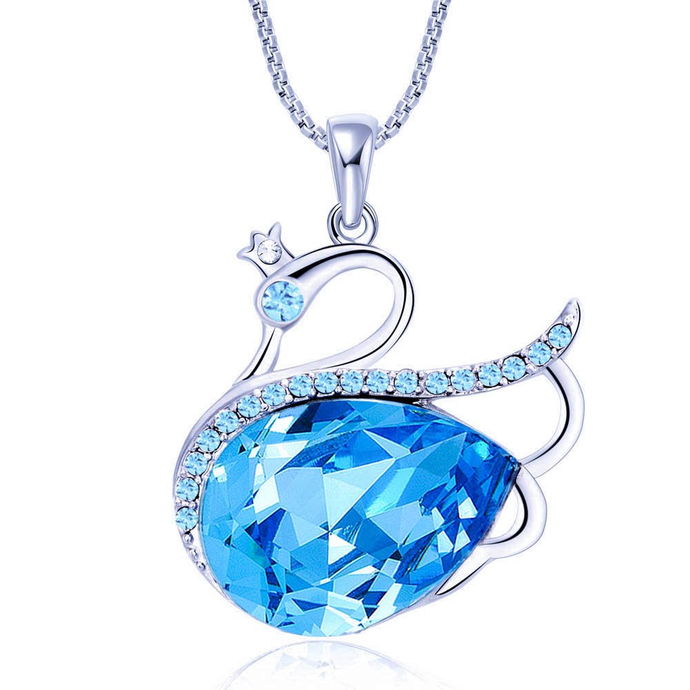 Yellow Chimes Crystals from Swarovski Blue Crystal Designer Swan Pendant for Women and Girls…