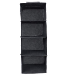 Kuber Industries 4 Shelf Closet/ Wardrobe Hanging Organizer|Shoes Storage Cupboard|Non Wovan Foldable With Universal Fit|Size 31 x 25 x 80, Pack of 1 (Black)- (Glossy,Fabric)