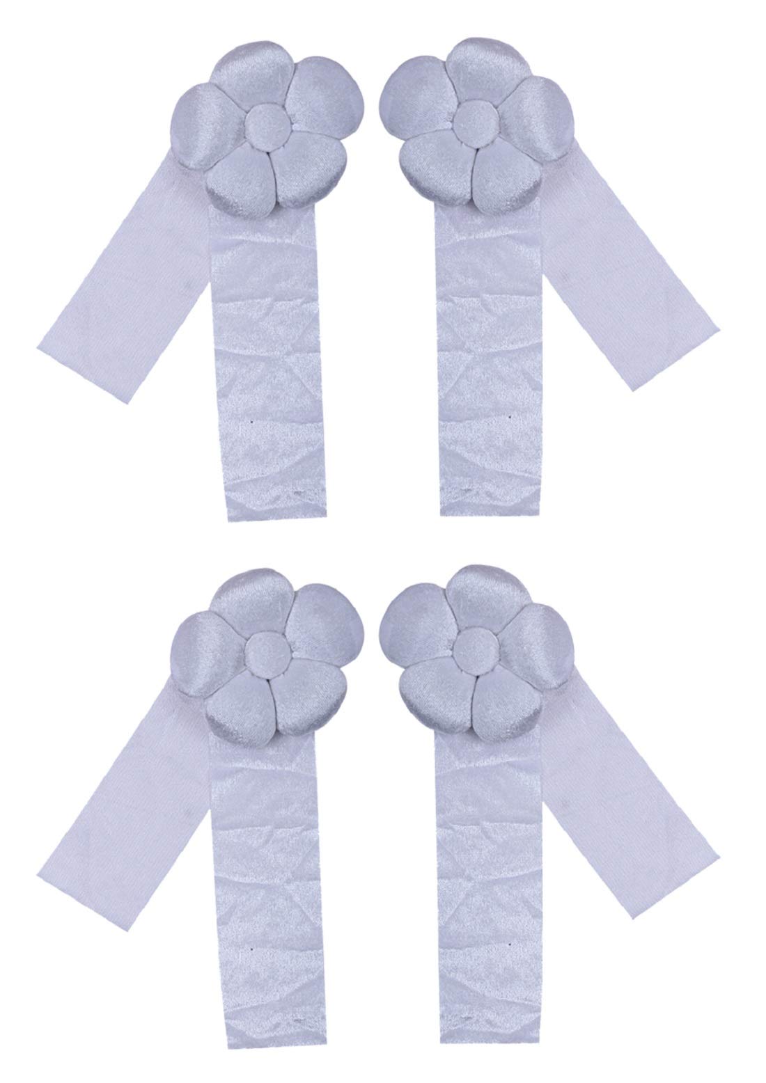 Kuber Industries Velvet 4 Pieces Curtain Tie Back Tassel Set (Silver) -CTKTC29493