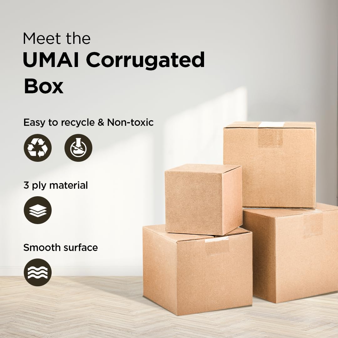 Umai 3 Ply Corrugated Box for Packing 15"L X 10"B X 15"H | Brown Packing Box | Packaging Box | Storage Box- Pack of 50