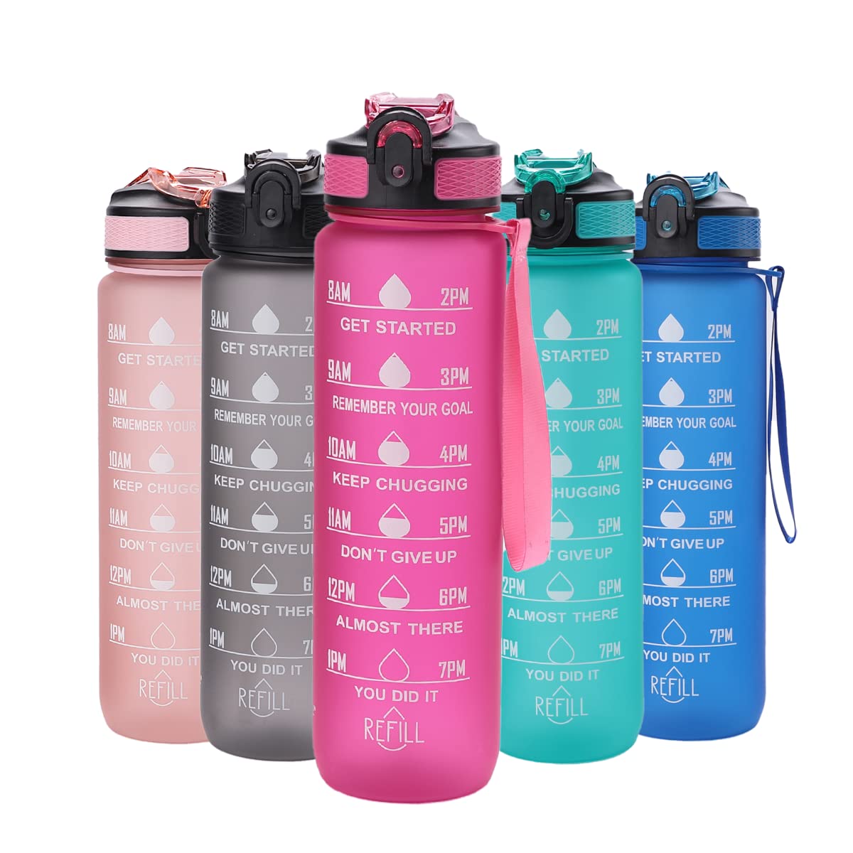 The Better Home Sipper Water Bottle For Adults 1 Liter | Motivational Gym Water Bottle 1+ Litre with Measurements | Sports Water Bottle | Unbreakable Sipper Bottle (Magenta), Plastic