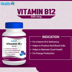 Healthvit Vitamin B12 500 mcg - 60 Tablets