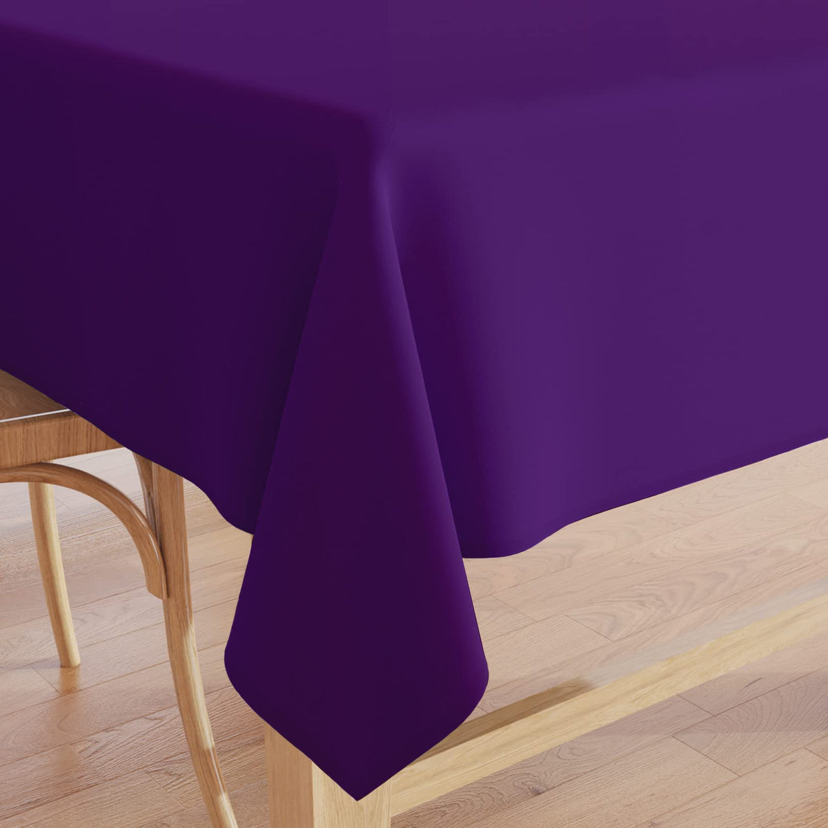 Encasa Homes Plain Colour Table Cloth (7.5 ft Long) for 6 to 8 Seater Large Centre Dining Table - Purple - Cotton Canvas Fabric, Mercerised, Washable, Rectangular for Home Hotel & Restaurant