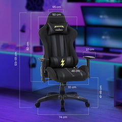 INTERCEPTOR Gaming Chair Ergonomic Design with Premium Fabric, Adjustable Neck & Lumbar Pillow, 3D Adjustable Armrests, Mesh Fabric - Black