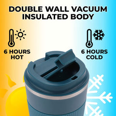 The Better Home 510 ml Insulated Coffee Cup Tumbler | Double Walled 304 Stainless Steel | Leakproof | Spillproof Silicone Rim | 6 hrs hot & cold | BPA Free | Perfect For Travel, Home & Office | Blue