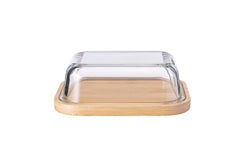 USHA SHRIRAM Borosilicate Glass Wooden Lid Butter Dish