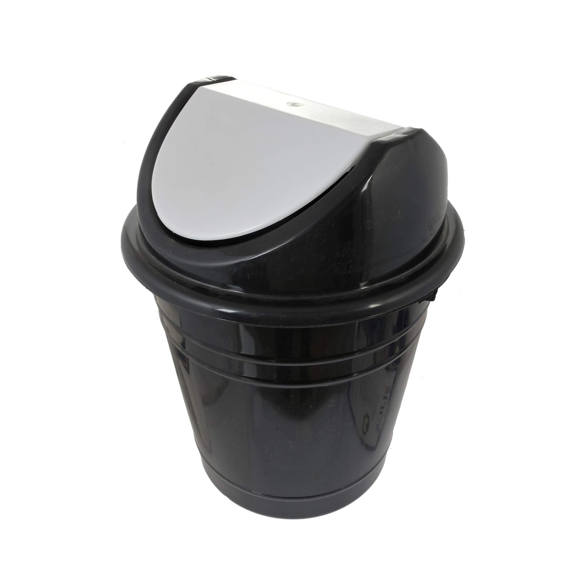 Kuber Industries Plastic 3 Pieces Medium Size Swing Dustbin/Swing Garbage Bin/Waste Bin, 10 Liters (Black & White)-KUBMART10219