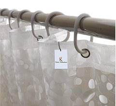 Kuber Industries Polyvinyl Chloride Polka Dots Door Curtain with 8 Rings, 7 feet, White 1 7 feet