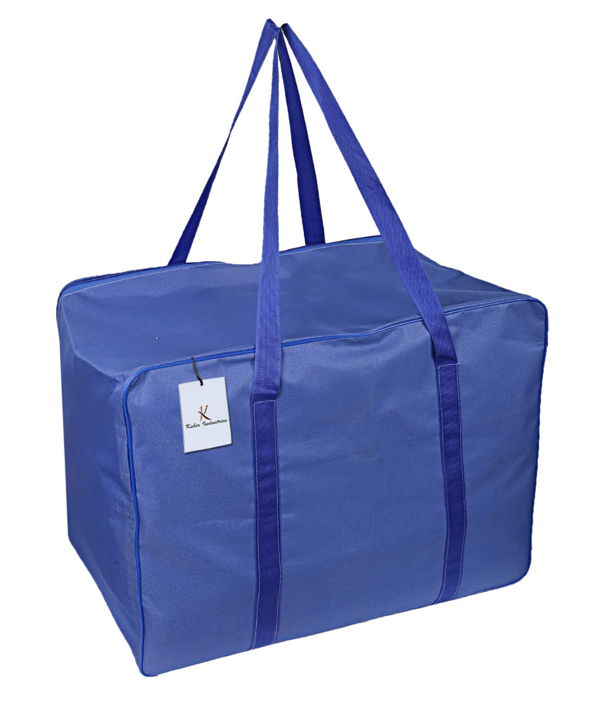 Kuber Industries Rexine Jumbo Underbed Moisture Proof Storage Bag with Zipper Closure and Handle (Royal Blue)-KUBMART2949
