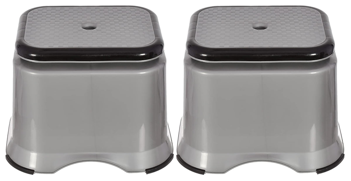 Heart Home Ultra 10 Multiuses Portable, Lightweight, Strong, Durable Plastic Bathroom/Step/Sitting Stool, Patla- (Grey)-46HH0147, Standard