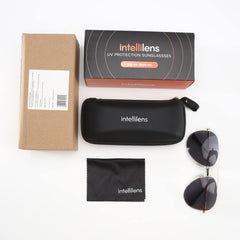 Intellilens | Branded Latest and Stylish Sunglasses | Polarized and 100% UV Protected | Light Weight, Durable, Premium Looks | Men | Black Lenses | Aviator | Large