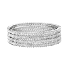 Yellow Chimes Bangles for Women & Girls Traditional American Diamond Bangles for women |Silver Tone White AD Stone Bangles for girls | Birthday Gift For girls & women Anniversary Gift for Wife