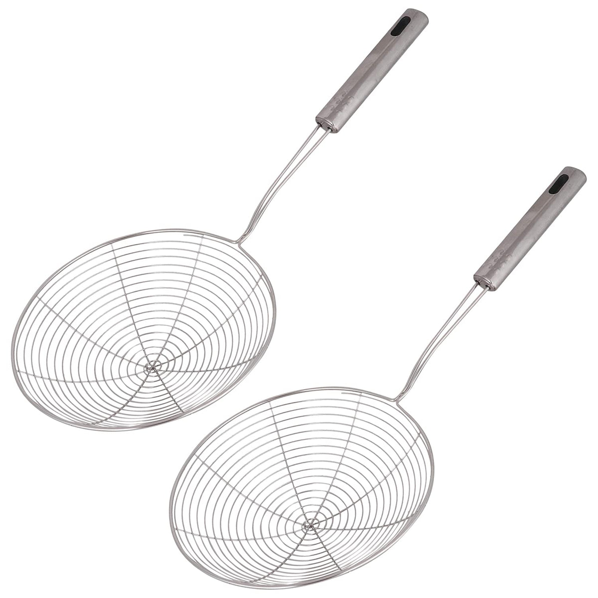 Kuber Industries Multiuses Stainless Steel Deep Fry Jhara Skimmer Puri Strainer with Handle, 16cm- Pack of 2 (Silver), Standard, (49KM037)