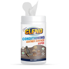 Cleno Conditioning Leather Surface Wet Wipes For Sofas/Bags/Leather Clothes/Car Seat/leather Interior/Luggage/Briefcases/Shoes/Handbags Restores polish & Gives Shine - 50 Wipes (Ready to Use)