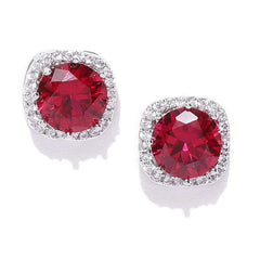 Yellow Chimes Elegant Latest Fashion Silver Plated Red Crystal designer Stud Earrings for Women and Girls (Red)