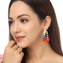 Yellow Chimes Earrings for Women Multicolor Petals Studded 2 Pairs of Hoop Earrings for Women and Girls