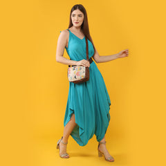 THE CLOWNFISH Garnet Series Printed Handicraft Fabric & Tapestry Crossbody Sling Bag for Women Ladies Single Shoulder Bag Shoulder Belt (Multicolour)