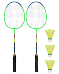 Strauss Strike 103 Badminton Racquet Set with Shuttlecock, (Blue/Green)