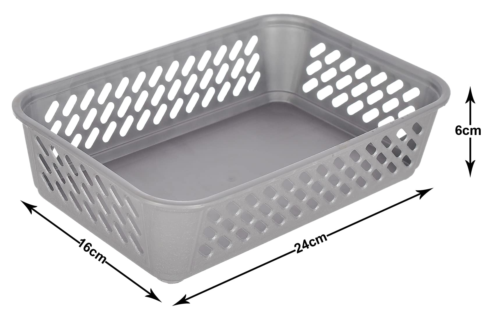 Kuber Industries Multiuses Super Tidy Plastic Tray/Basket/Organizer- Pack of 2 (Grey) -46KM0573