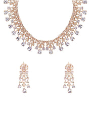 Yellow Chimes AD/American Diamond jewellary set for Women Ethnic Rosegold Plated AD Jewellery Set for Women and Girls