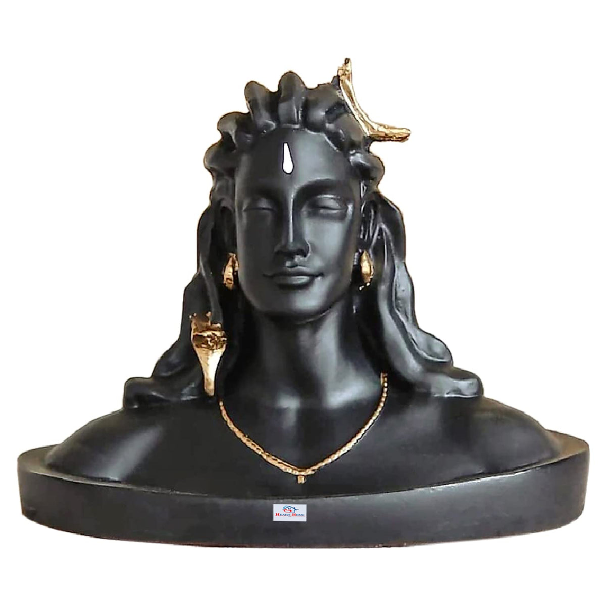 Heart Home Polyresin Lord Shiva|Adiyogi|Shambhu Figurine Idol for Home Décor & Car Dashboard,(6 x 5 Inch),(Black)