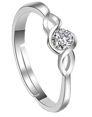 Yellow Chimes Elegant Crsytal Adjustable Silver Ring for Women (YCFJRG-314ENG-SL)