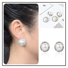 Yellow Chimes A5 Grade Crystal Fresh Water Pearl Silver Plated Stud Earrings for Women and Girls