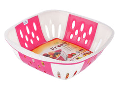Heart Home Large Multi-Purpose Plastic Storage Baskets for Fruits Vegetables and Kitchen Fridge Dining Table- Pack of 4 (Pink & Brown)-HS42KUBMART25420