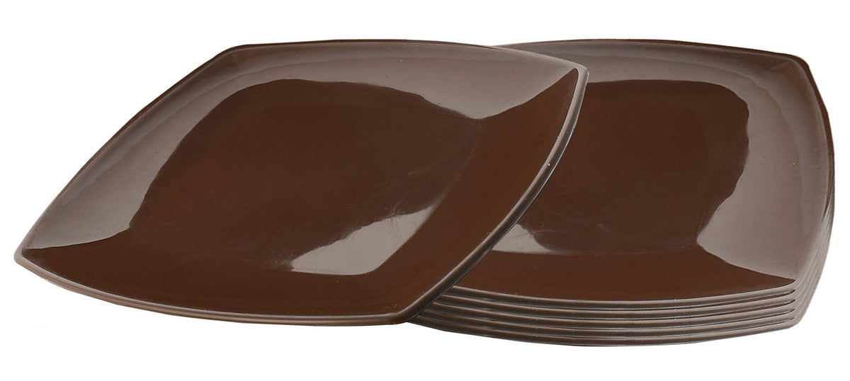 Kuber Industries Plastic Dinner Plates - 6 Pieces, Brown