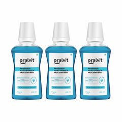 Oralvit Probiotic Anti-Plaque Mouthwash with Mild Thyme | Fights Germs | No Alcohol, No Burning Sensation, No Artificial Flavours |For Men & Women ‚Äì 300ml (Pack of 3)