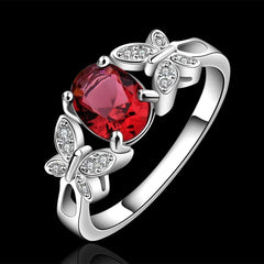 Yellow Chimes Rings for Women Butterflies-On-Ruby Silver Plated Red Adjustable Ring for Women and Girls.