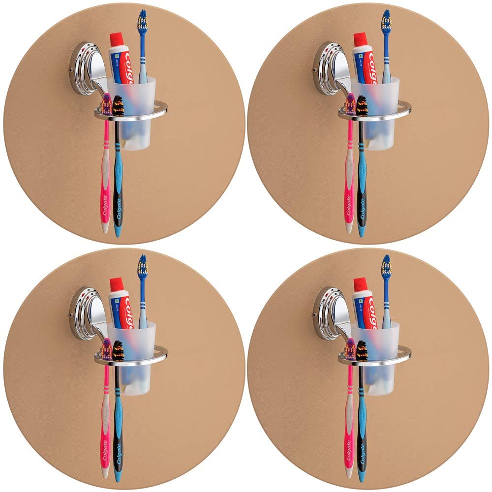 Plantex 304 Grade Stainless Steel Tumbler Holder/Tooth Brush Holder/Bathroom Accessories Pack of 4, Cubic (Chrome)