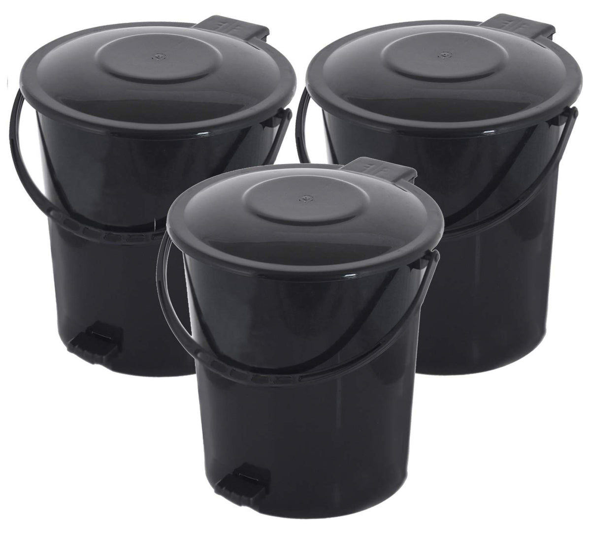 Kuber Industries 3 Pieces Plastic Dustbin Garbage Bin with Handle, 10 Liters (Black) - CTKTC34640