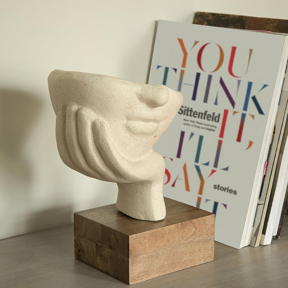 Ellementry Restive Face Ecomix Sculpture - White | Home Decor Showpiece Gift | Figurines | Living Room, Bedroom & Table Top Decoration Accessories | Decorative Gifting Item for Any Occasion