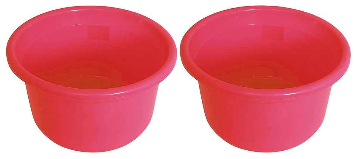 Kuber Industries 2 Pieces Unbreakable Plastic Multipurpose Bath Tub/Washing Tub 35 LTR (Red)-KUBMART11734