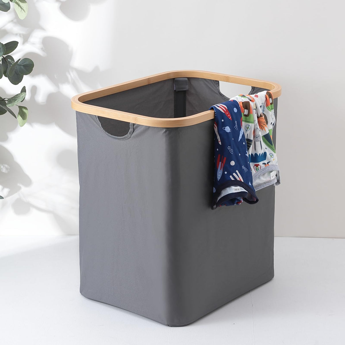 Homestic Laundry Basket For Clothes|Foldable Laundry Hamper|Basket For Toys, Dirty clothes, Storage "45 LTR" (Grey)