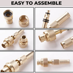 Homestic Nozzle For Water Pipe|Comfortable Grip|Multiple Spray Modes|Brass Nozzle Water Spray Gun For ½” Water Pipe|Ideal Pipe Nozzle For Car Wash,Gardening,& Other Uses|LH-8068|Golden