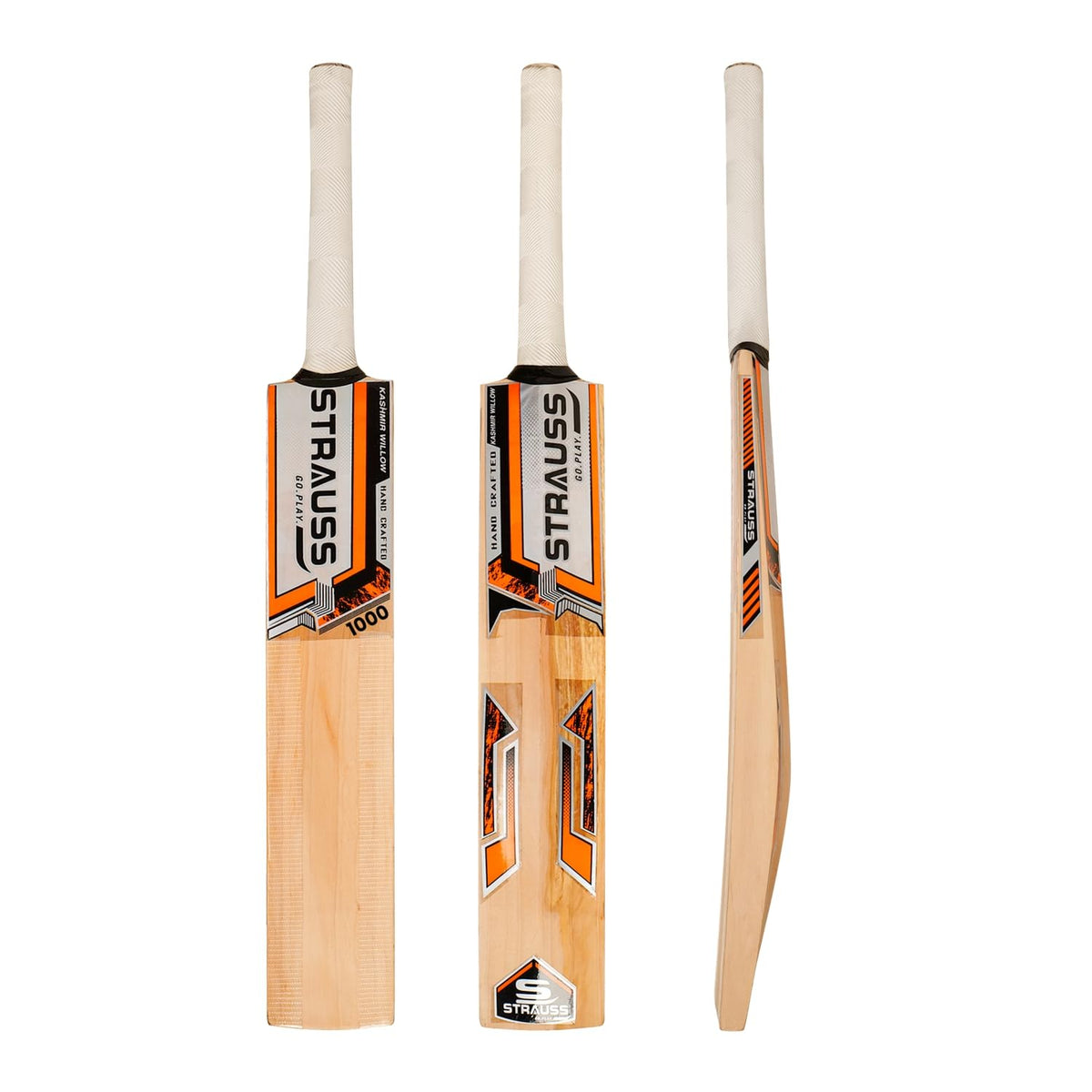 Strauss Kashmir Willow Cricket Bat | Tennis & Synthetic Ball Bat | Ideal for Cricket Enthusiasts & Players | Durable and Lightweight | Superior Grip and Balance | Size: Short Handle |Edition: 1000