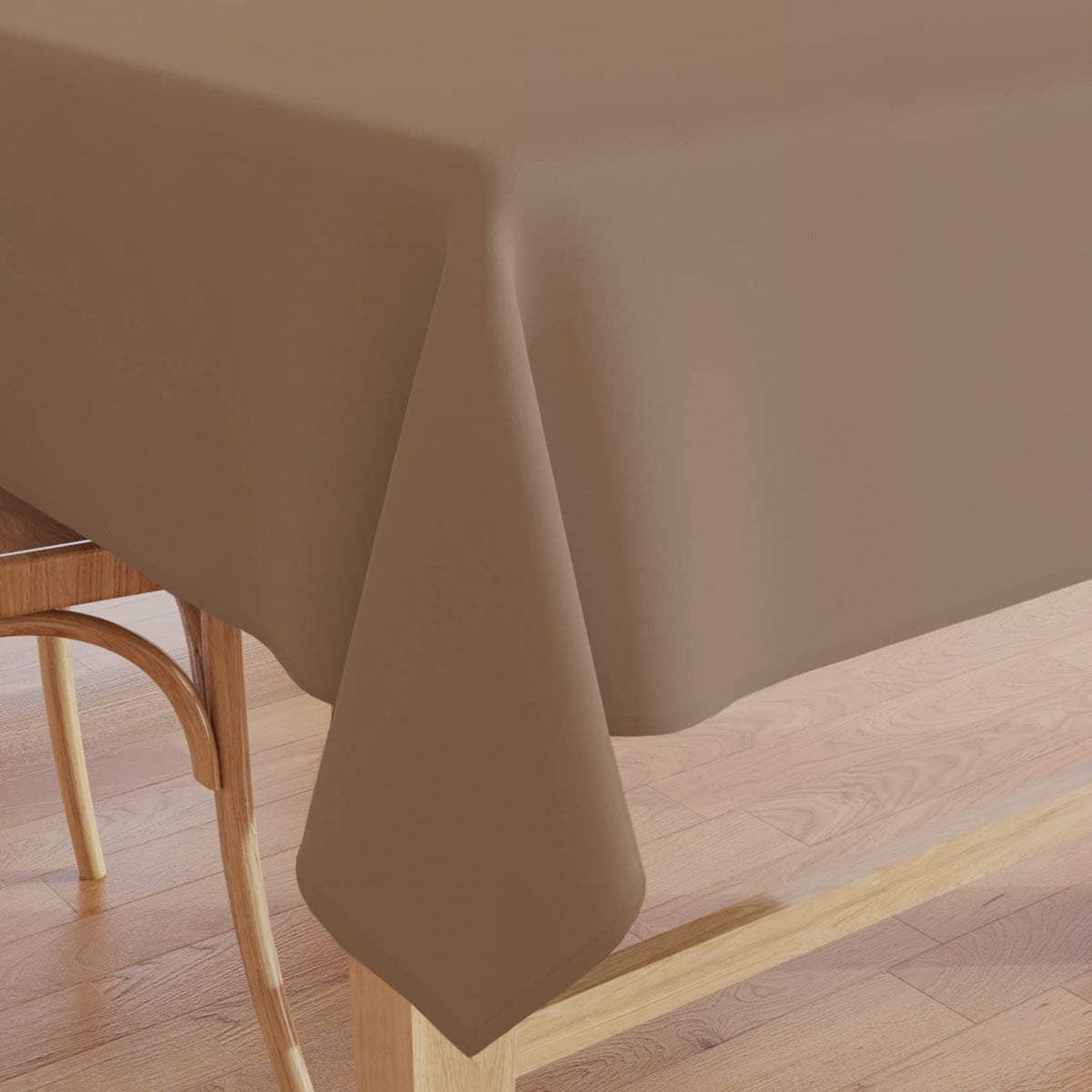 Encasa Homes Plain Colour Table Cloth (7.5 ft Long) for 6 to 8 Seater Large Centre Dining Table - Beige - Cotton Canvas Fabric, Mercerised, Washable, Rectangular for Home Hotel & Restaurant