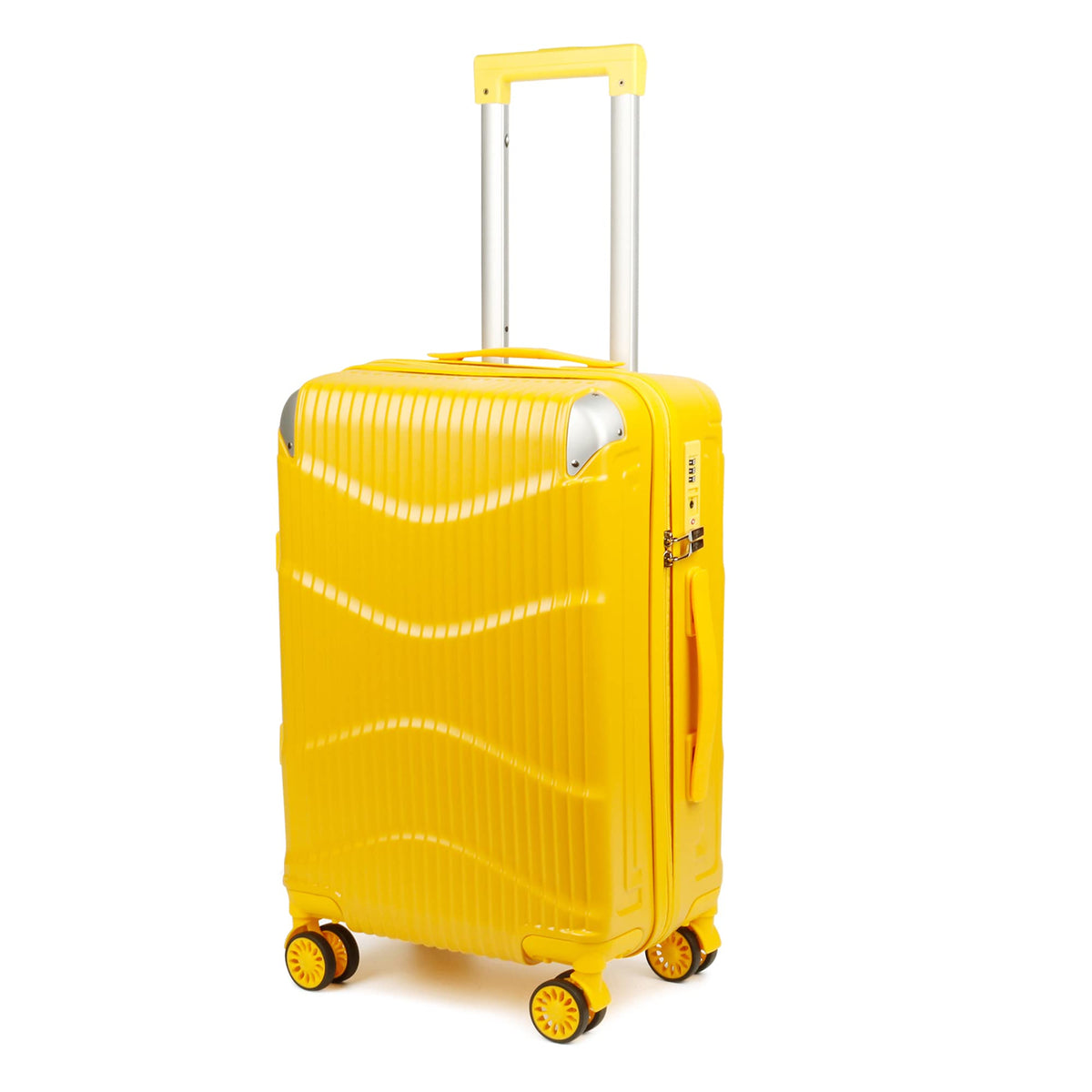 THE CLOWNFISH Ballard Series Luggage ABS & Polycarbonate Exterior Suitcase Eight Wheel Trolley Bag with TSA Lock- Yellow (Small Size, 55 cm-22 inch)