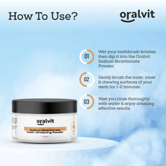 Oralvit Sodium Bicarbonate Teeth Whitening Powder with Baking Soda, Peppermint Oil | For Teeth Whitening - Enamel safe & Fresh Breath| Suitable for all Teeth types – 50gm (Pack of 2)