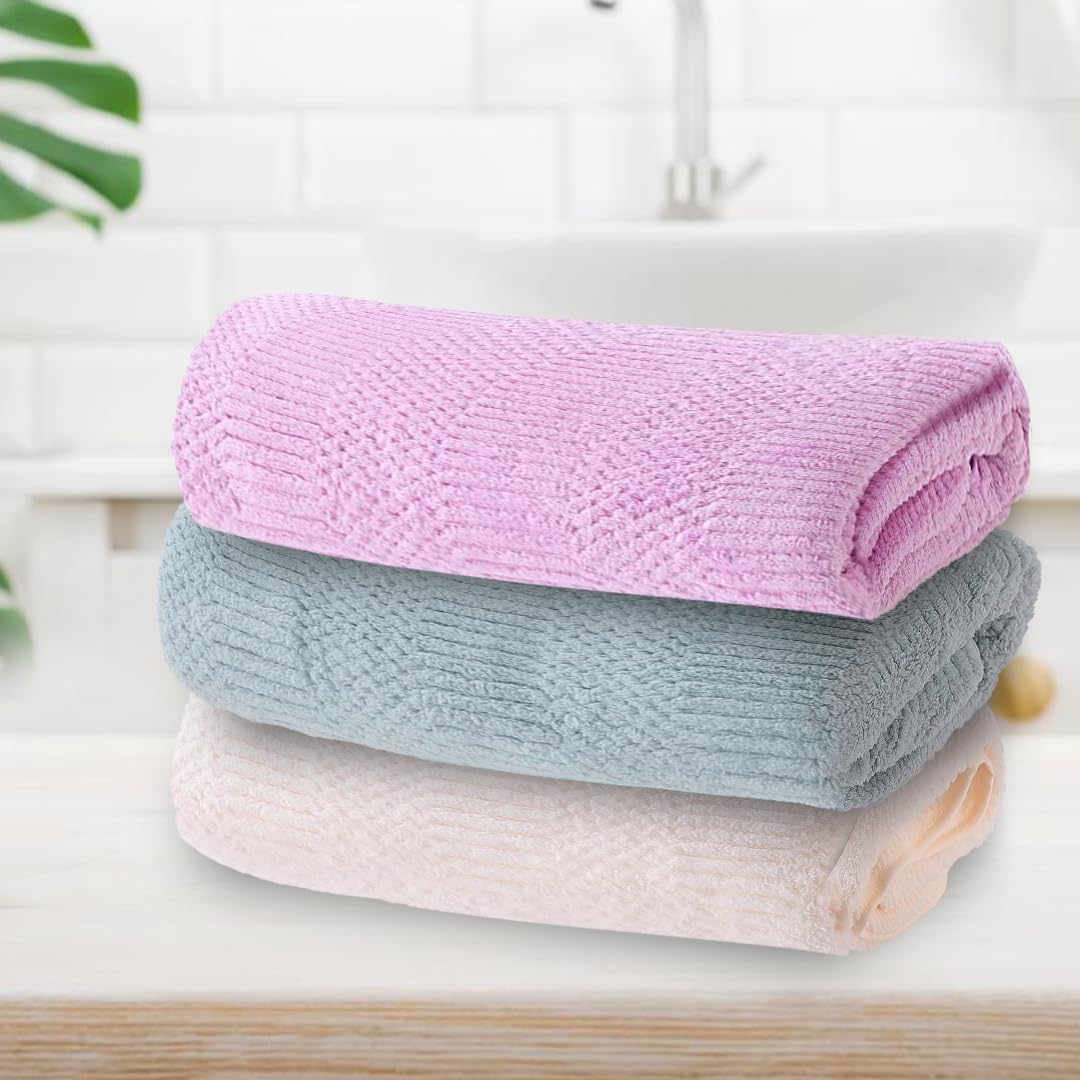 The Better Home Microfiber Bath Towel for Bath | Soft, Lightweight, Absorbent and Quick Drying Bath Towel for Men & Women | 140cm X 70cm (Pack of 4, Pink+Beige) (Pack of 3, Pink+Beige+Green)