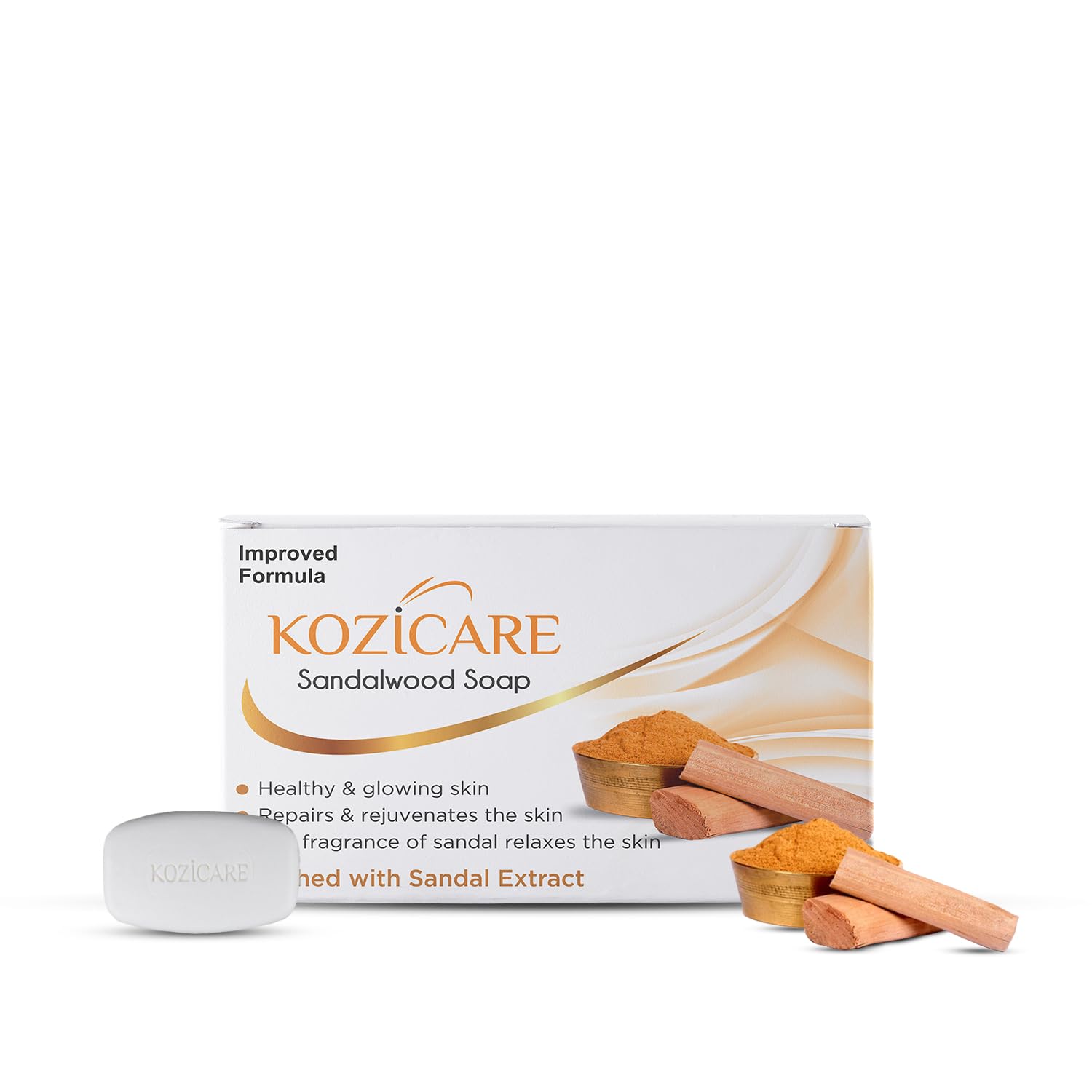 Kozicare Sandalwood Bath Soap for Younger Looking and Glowing Skin | with a Long-Lasting Youthful Radiance |For Man, Women and All Skin types-75gm (Pack of 6)