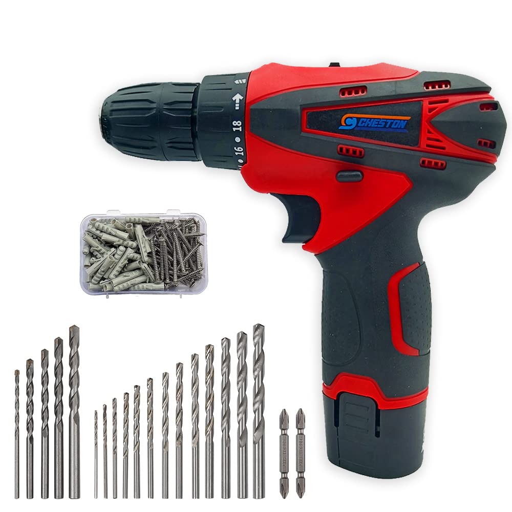 Cheston Drill Machine 10 mm Dual Speed (CH-812-3.80BOX) Keyless Chuck 12V Cordless Drill. Speed. rpm= 0-350-1350. Best Cordless Drill Machine.