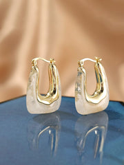 Yellow Chimes Earring For Women Whit Color Stone Geometric Hinged Tube Hoop Earrings For Women and Girls